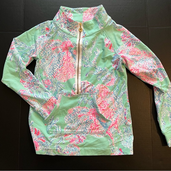 Lilly Pulitzer Half Zip Pullover S Women Vibrant Pattern Cotton Blend - Picture 1 of 4